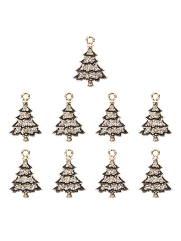 10-Pack Christmas Tree Charms for Jewelry Making, Metal Holiday Bracelet Charms and Accessories for Crafts