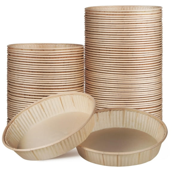 WRITWAA 100 Pcs Small Pie Pans Beige Food Grade Parchment Greaseproof Baking Cups for Baking and Cooking