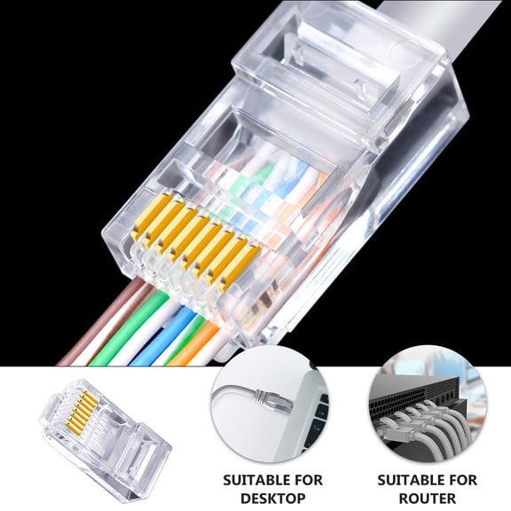 WRITWAA 100-Pack RJ45 Ethernet Cable Connectors with Reinforced Clips and Protective Covers for Network Cable Termination