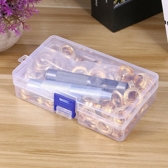 WRITWAA 100Set Button Fastener Kit with Golden Eyelet Buttons and 3-Piece Tool Set for Clothes