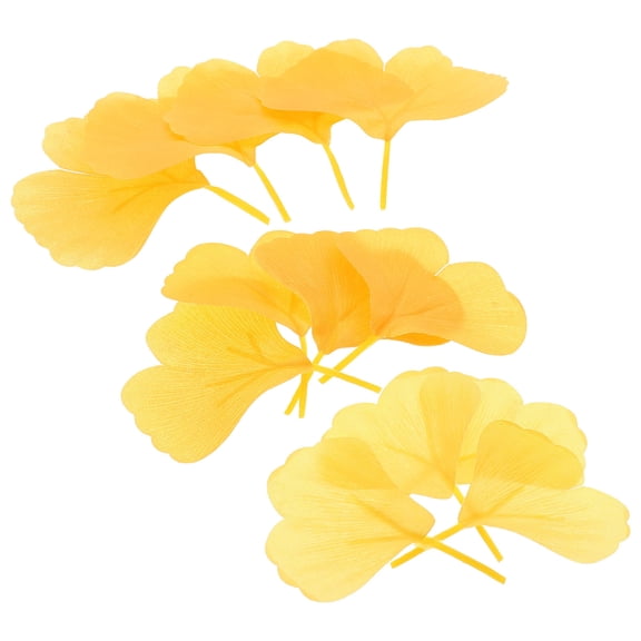 WRITWAA 100Pcs Simulation Ginkgo Leaves Orange Artificial Fall Leaf Decor for Weddings
