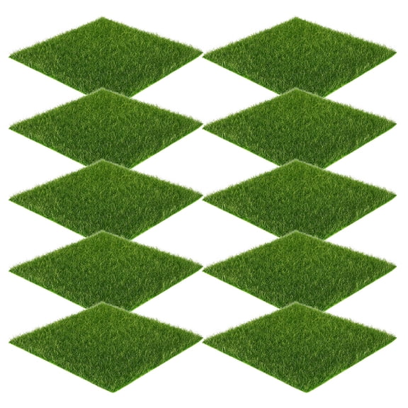 WRITWAA 10Pcs Artificial Green Moss Turf for Terrarium Craft Decorative Indoor Outdoor Display