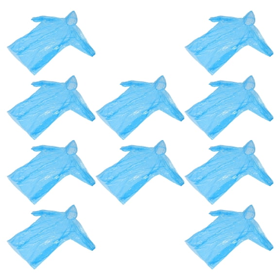 WRITWAA Durable Sky-Blue PVC Rain Ponchos for Outdoor Use Waterproof 10Pcs