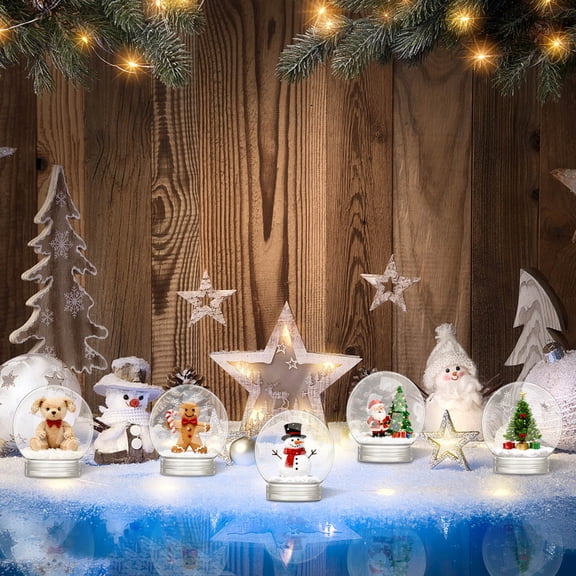 WRITWAA 10Pcs DIY Christmas Water Globe with Plastic for Craft Projects