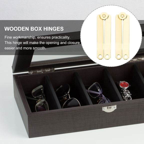 WRITWAA 10Pcs Golden Jewelry Box Hinges Iron Hardware for Chest Case and Home Use