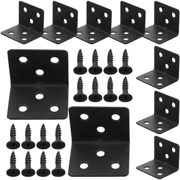 WRITWAA 10Pcs Heavy Duty Black Angle Brackets for Wood L Shaped Shelf and Table Support