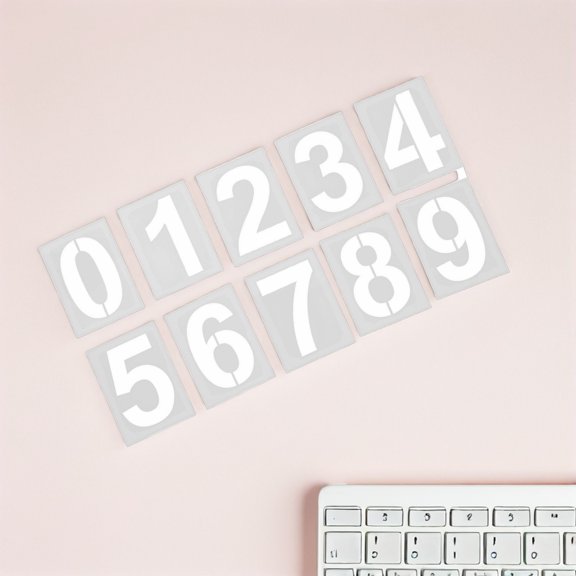 WRITWAA 10Pcs Large Number Stencils Kit For Wall Decoration With White Color For Homeowners