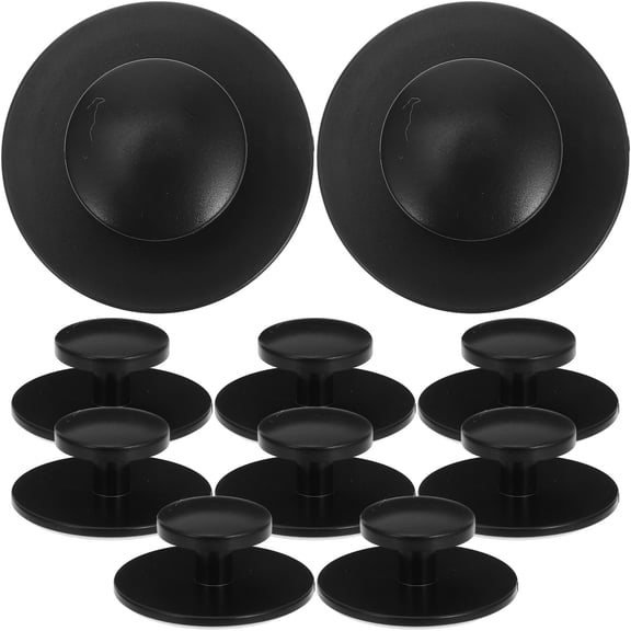 WRITWAA 10Pcs Black Self Stick Cabinet Handles Adhesive Pulls for Glass Doors and Safety Cabinets