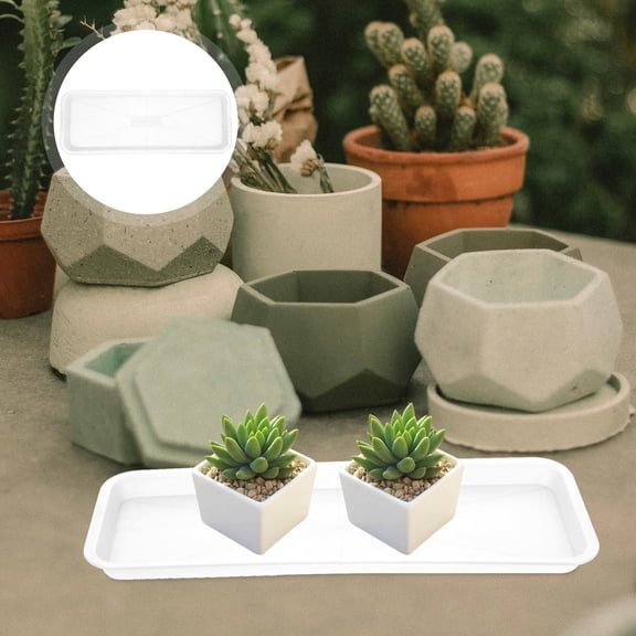 WRITWAA 10-Pack White Rectangular Plastic Plant Pot Drip Trays Saucers for Indoor and Outdoor Gardening Use