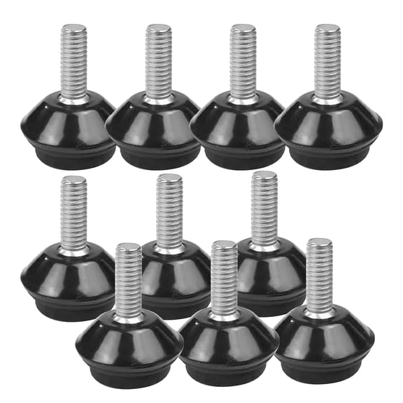 WRITWAA 10Pcs Glides with Screw Black Metal Adjustable Height for Furniture Replacement Parts
