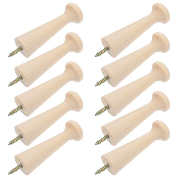 WRITWAA 10Pcs Shaker Peg Hooks Khaki Wood for Wall Mounting and Storage