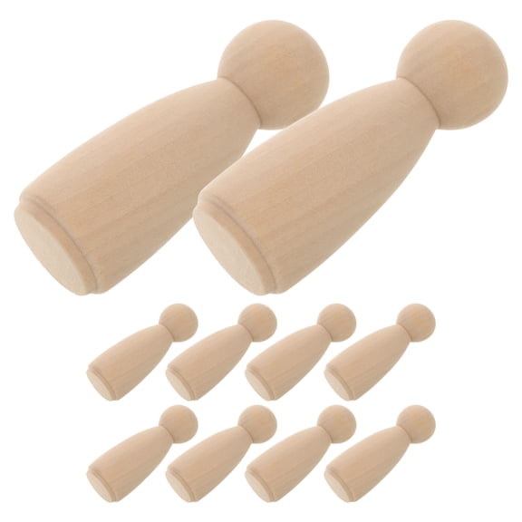 WRITWAA Unfinished Wooden Dolls Khaki Perfect for DIY and Imagination 10Pcs