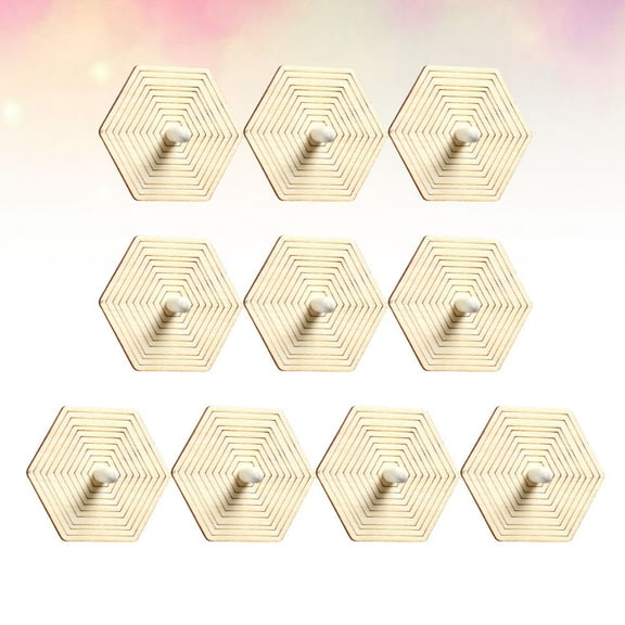 WRITWAA 10pcs Wooden Gyroscope Toys for Kids Hand-Eye Coordination Educational Activity Set Beige