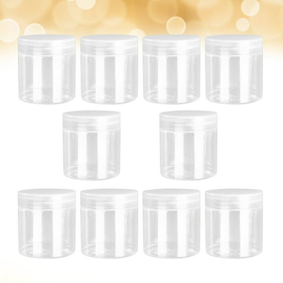 WRITWAA 10Pcs Plastic Storage Jars Lightweight Transparent Bottles with Protective White Lids