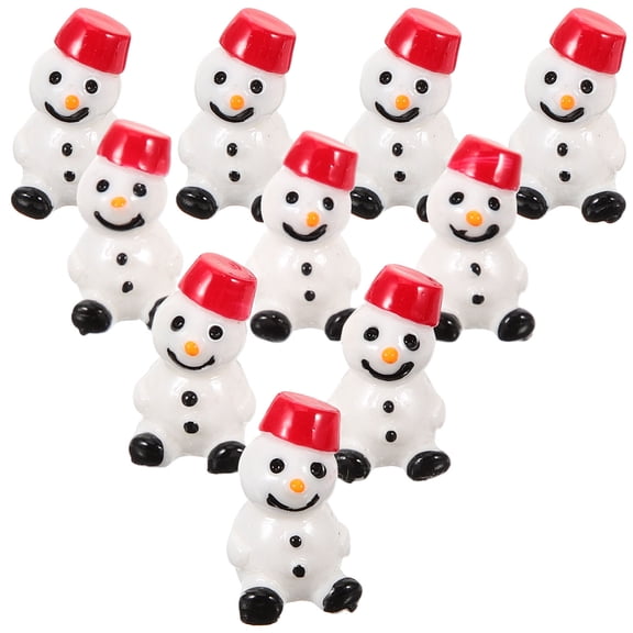 WRITWAA 10pcs Mini Snowman Ornaments Craft Supplies for Family Holiday Decorations