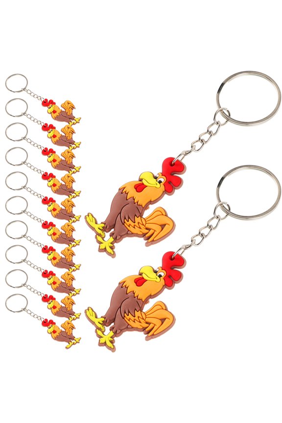 12Pcs Animal Keychain Rooster Shape Bag Hanging Charm for Birthday and Holiday Parties