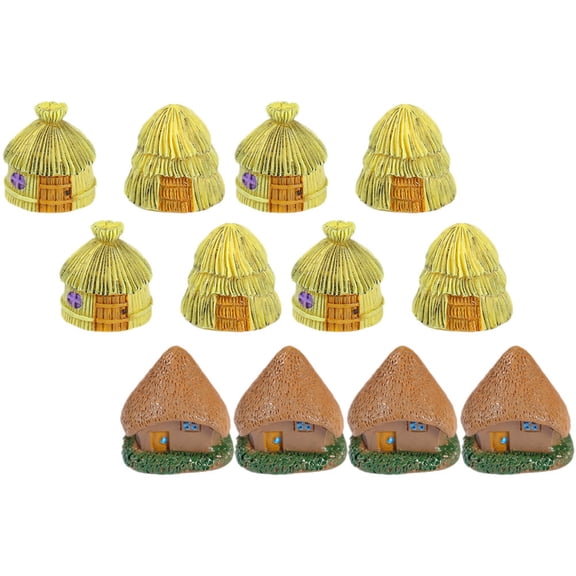 WRITWAA 12-Piece Outdoor Garden Figurine Set, Mini Resin House Decorations, Weatherproof Colorful Yard Ornaments