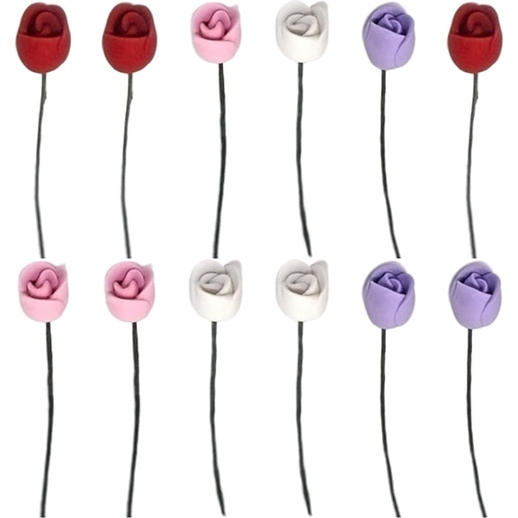 WRITWAA 12Pcs Miniature House Accessories Clay Scene Layout Purple Tulip Shape