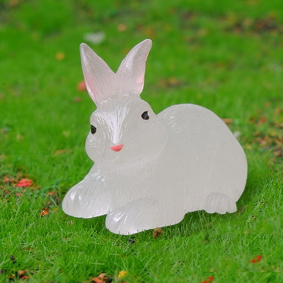 WRITWAA 12Pcs Miniature Lumilous Bunny Decorative Resin Garden Ornaments for Homeowners