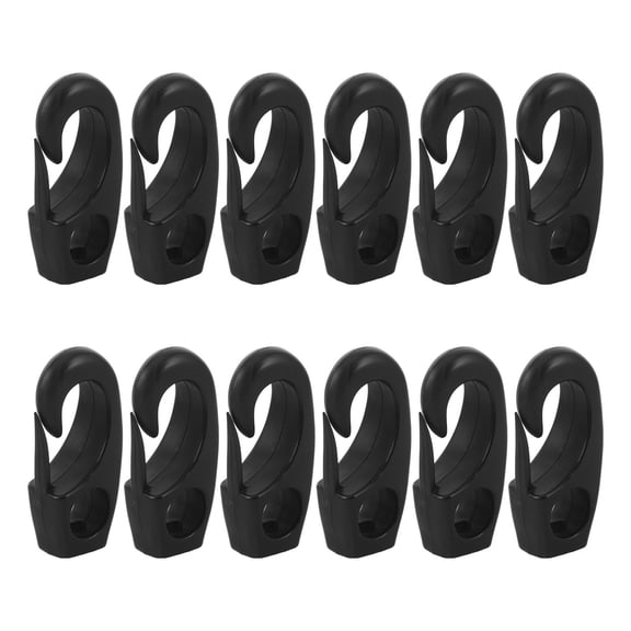 WRITWAA 12Pcs Portable Black Nylon Bungee Rope Hooks for Kayak Canoe Marine Ropes Lashing