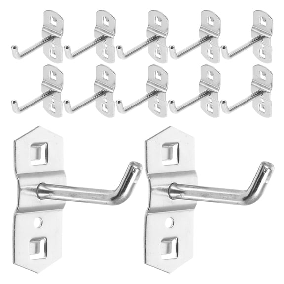 WRITWAA 12Pcs Versatile Garage Pegboard Hooks Heavy Duty Metal Tool Holders Plated Silver Color