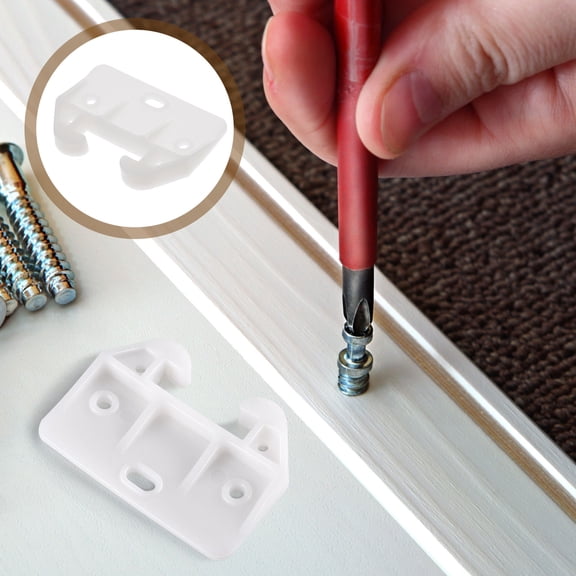 WRITWAA 12Pcs White Plastic Drawer Guide Brackets for Furniture Rail Glides Easy Install
