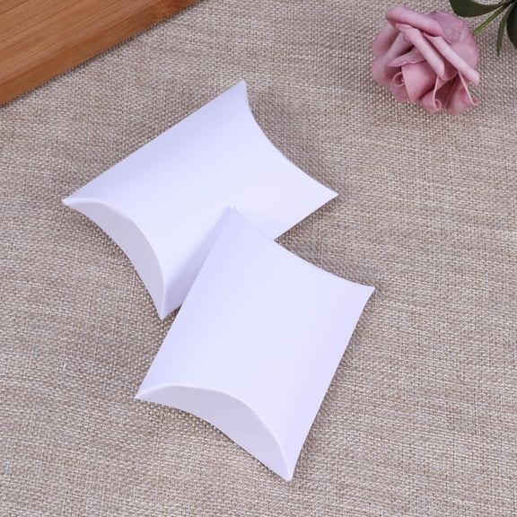 WRITWAA 12Pcs White Wedding Favor Boxes Premium Craft Paper Pillow Shape Design