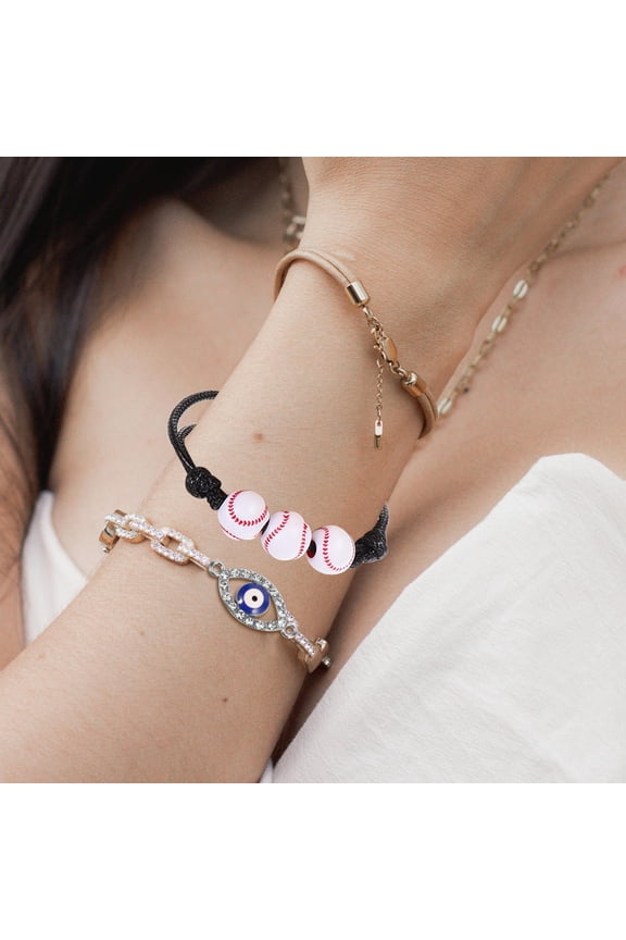 12Pack Baseball Jewelry Baseball Charm Bracelets Black Memorable Keepsake for Birthday Party for Fan Gear