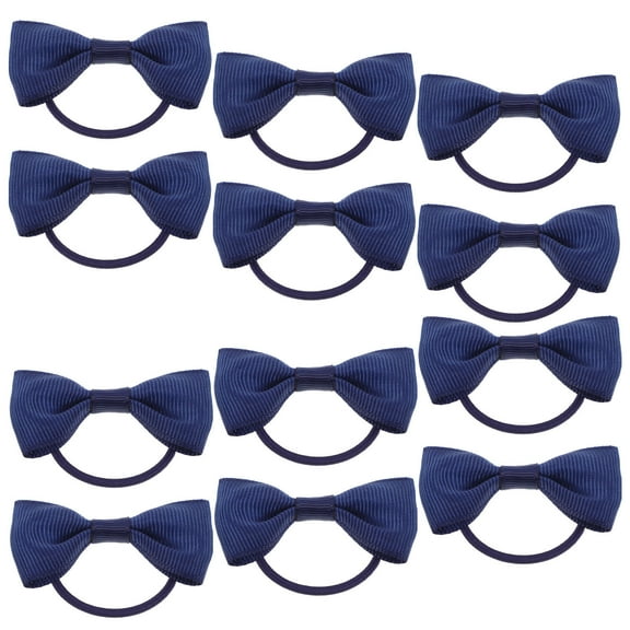 WRITWAA 12pcs Girls Hair Accessories Bow Hair Ties for School Daily Wear Navy Cloth 2.16X1.38X0.12in