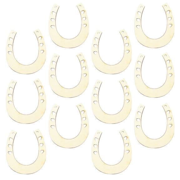 WRITWAA 12pcs Heart Design Wood Chips Horseshoe Shaped Wood Chips Khaki For Crafts