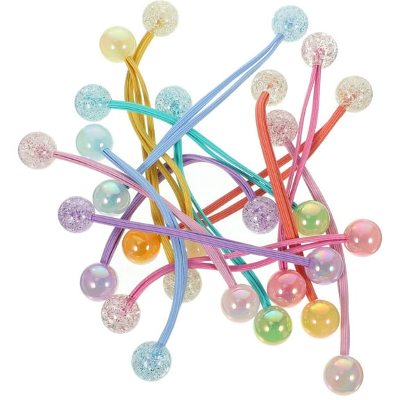WRITWAA 14pcs Small Plastic Bead Hair Ties Elastic Ponytail Holders Bubble Round Hair Bands for Girls and Women Accessories
