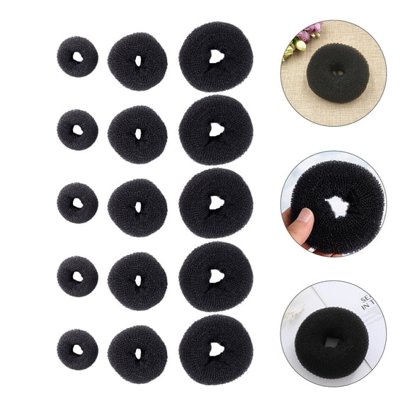 WRITWAA 15Pcs Hair Bun Shaper Black for Home Use Creates Messy Buns Ponytails and Braids