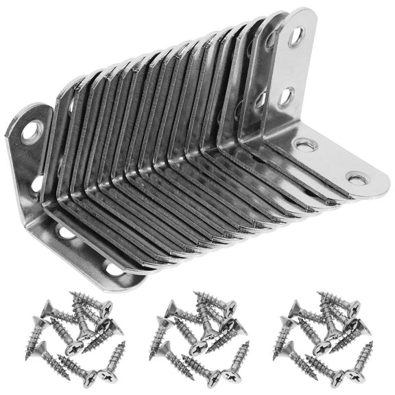 WRITWAA 16 Sets of Heavy Duty Angle Brackets Stainless Steel Silver Right Angle Supports for Furniture Connection