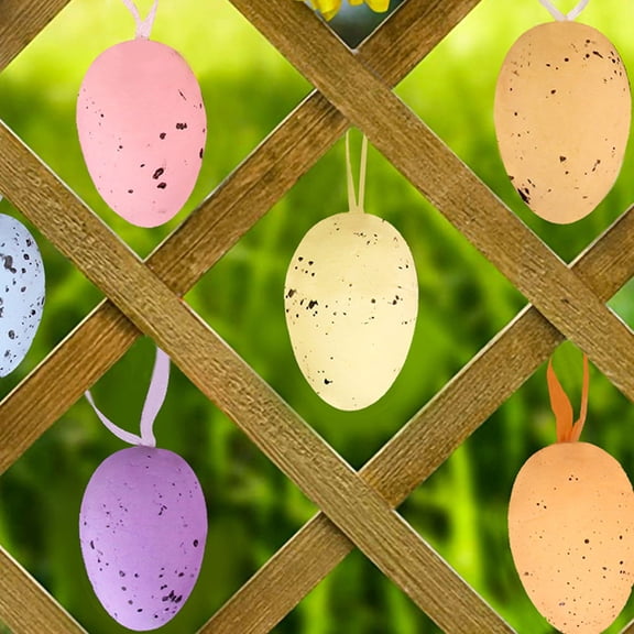 WRITWAA 18-Piece Easter Hanging Eggs Set with Spotted Pattern in Assorted Colors for Spring Holiday Party Decor