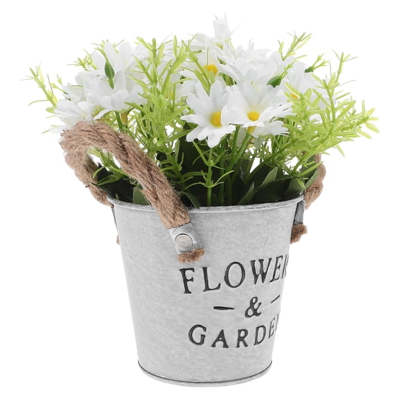 WRITWAA Artificial Daisy Plant in Decorative Pot, Realistic Plastic Fake Flowers for Home, Coffee Table, Retro Style Decoration