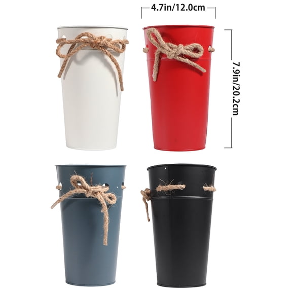 WRITWAA 1Pack Black Metal Flower Buckets for Christmas 12In Round