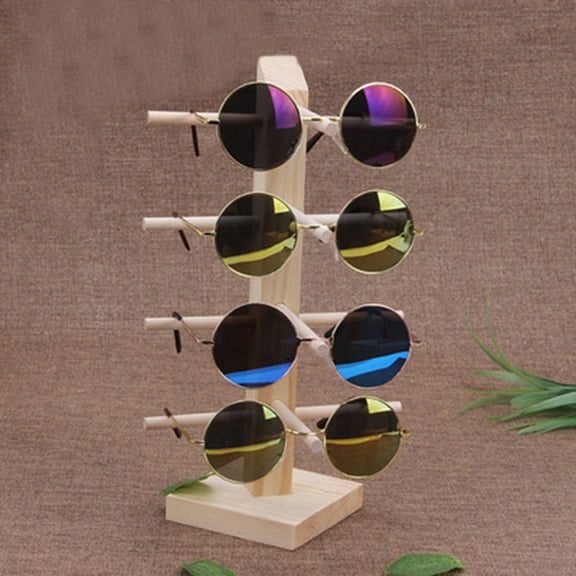 WRITWAA 1Pack Four-Layer Pine Wood Sunglass Rack for Optical Stores Bestoyard Sunglass Rack