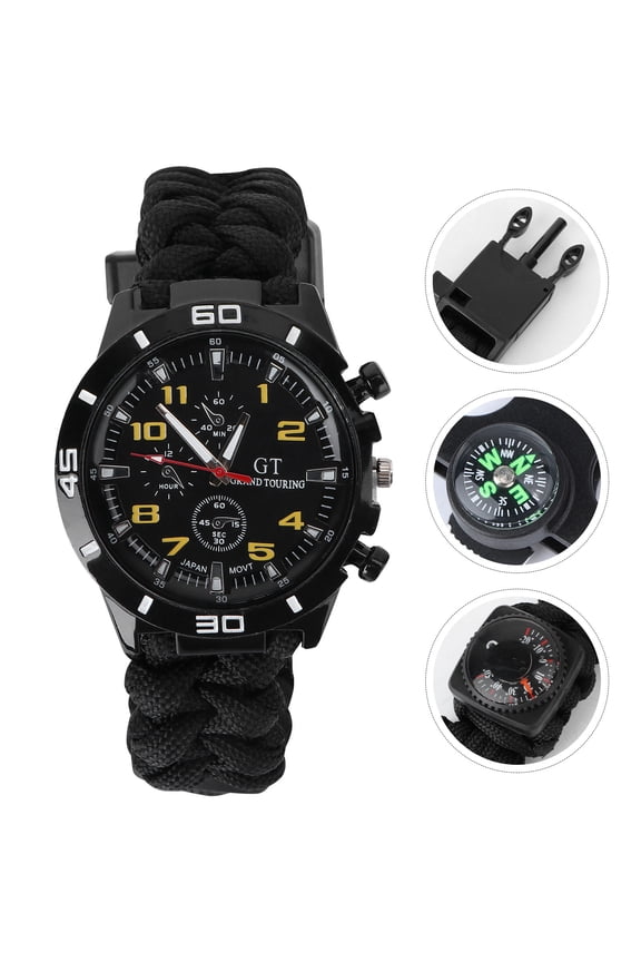 3-in-1 Outdoor Mountaineering Watch with Compass Thermometer for Hiking Camping Adventure