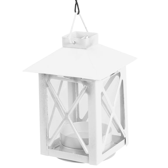 WRITWAA 1Pack Tea Light Stand With Hanging Design For Home Decor And Festival 30x7cm White Metal