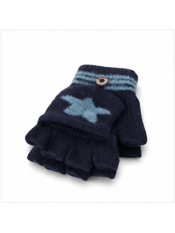 1Pair Cold Protection Mitten Dark Blue Winter Warm Gloves Durable Material