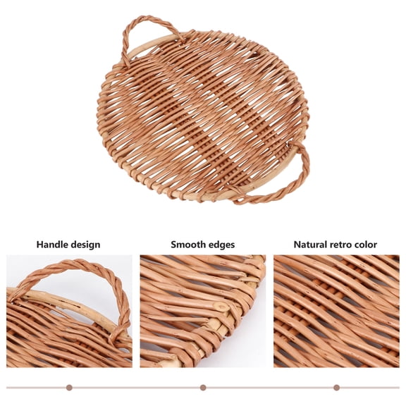 WRITWAA 1Pc Brown Willow Storage Plate for Food Serving Dessert and Home Table Use