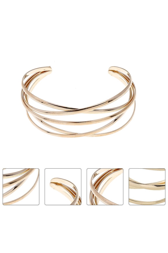 1Pc Chic Golden Bridal Bracelet Unique Wrist Ornament with Flexible Opening Design