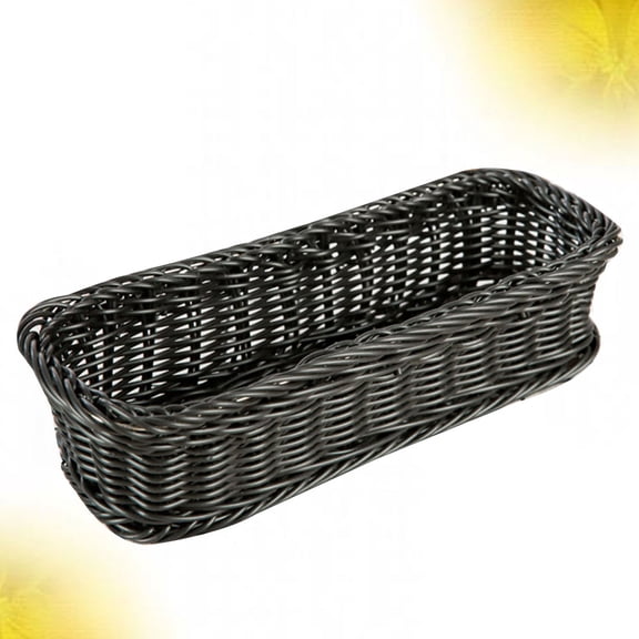 WRITWAA Grey Plastic Basket with Imitation Rattan Weave, 1Pc Decorative Plate for Home and Everyday Use