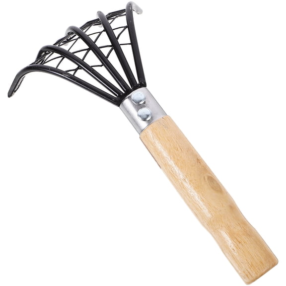 WRITWAA Stainless Steel Clam Rake with Ergonomic Wooden Handle, 1Pc Multipurpose Tool for Beach Dredging and Shellfish Harvesting