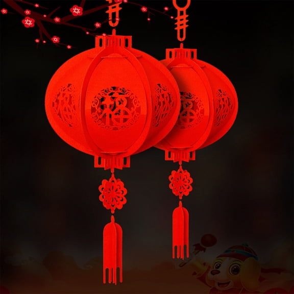 WRITWAA Red Foldable Nonwoven Fabric Lantern Pendant for Wedding Party Celebration Decoration