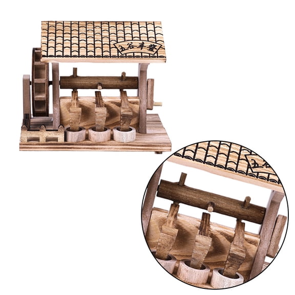 WRITWAA 1Pc Rustic Decor Grinding Mill Model Wooden Desktop Crafts Country Style Adornment for Decoration