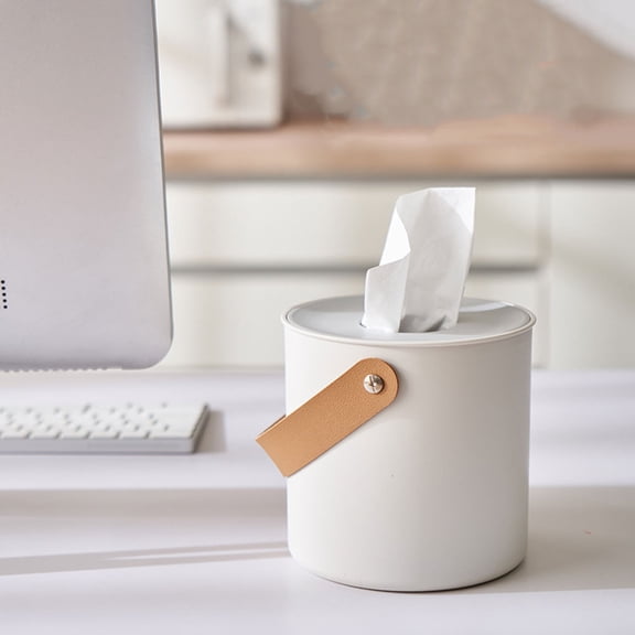 WRITWAA Simple Style Round Tissue Box Tissue Box ABS Paper Dispensing Home Users Living Room 1Pack