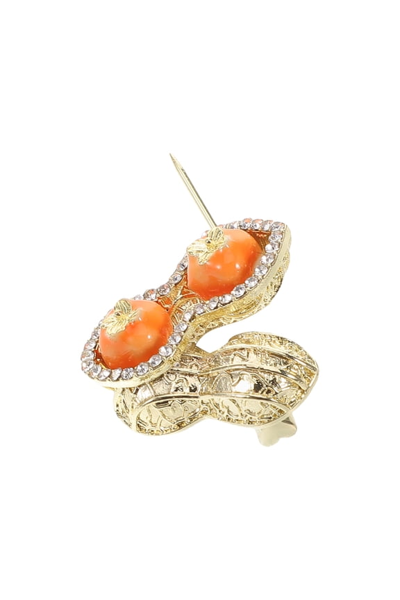 Distinctive Persimmon Brooch Pin Orange Peanut Shape Lapel Jewelry