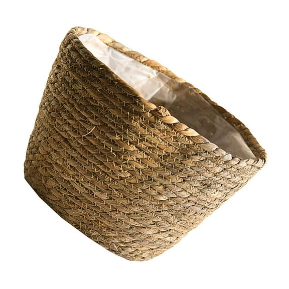 WRITWAA 1Pcs Plant Pot Straw Khaki Woven Planter Indoor Plant Pot Home Users