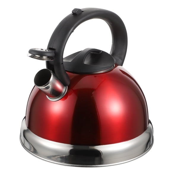 WRITWAA 1Pc Red Stainless Steel Kitchen Kettle with Large Spout and Anti Scalding Handle
